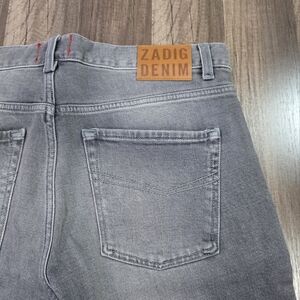 Zadig & Voltaire Steve Slim Fit Grey Jeans Designer Organic Stretch Denim. 30.